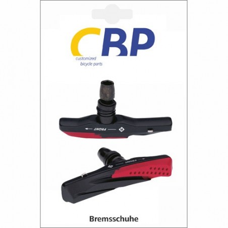 CBP Bremsschuhe V-Brake schraub asymmetrisch schwarz rot 72 mm für Alufelge