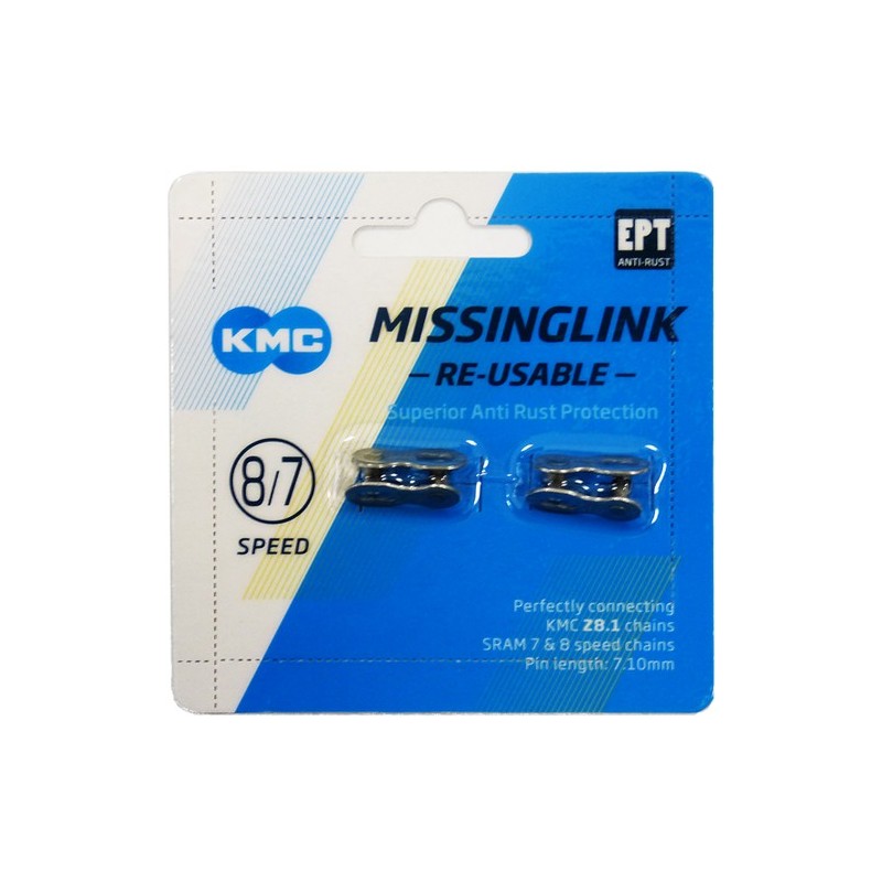 KMC Kettenschloss MissingLink 7/8R EPT 7/8-fach 1/2 x 3/32 7.1 mm silber 2 Stück