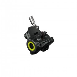 Magura Bremszange Flatmount, schwarz, für MT4/MT8 SL, Blende neon gelb u. silber, drehbarer Leitungsanschluss, mit Bremsbeläg