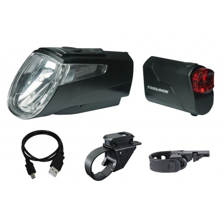 Trelock LED-Akku-Leuchten Set I-go Power LS 460/720 schwarz mit Halter, 40 Lux