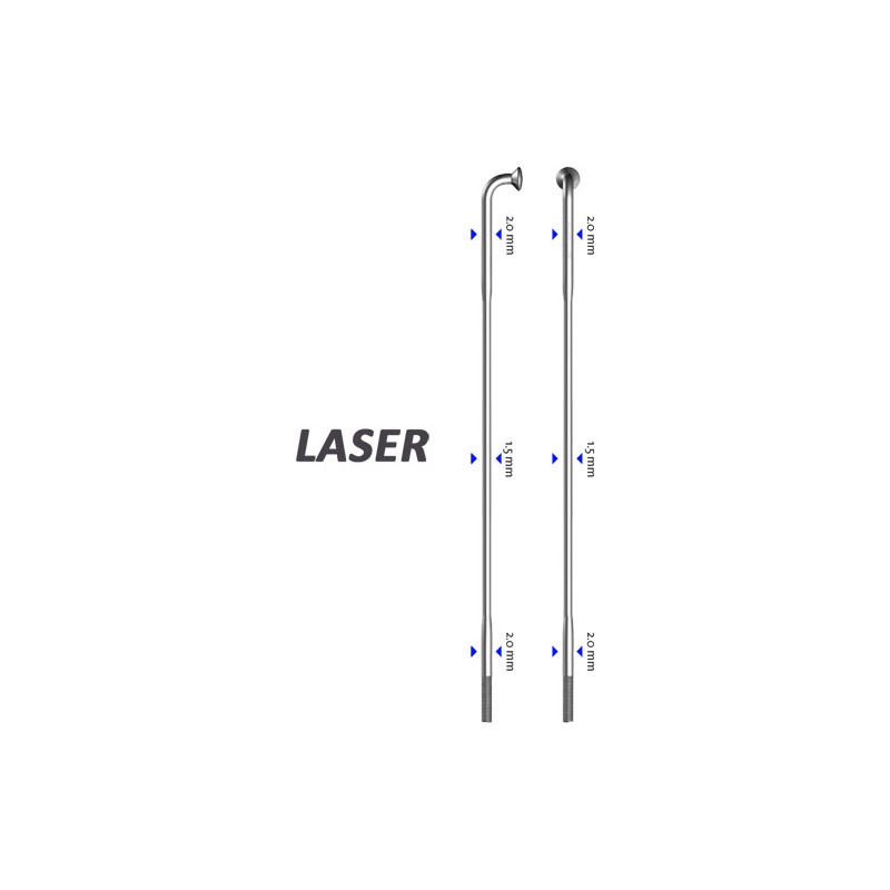 Sapim Speiche Laser 90° silber 262mm Ø 2,0 x 1,50 x 2,0, 50 Stück