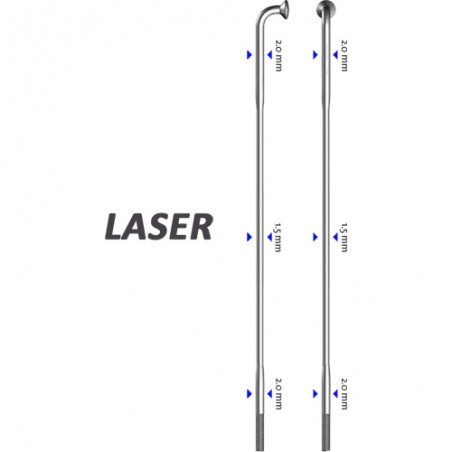 Sapim Speiche Laser 90° silber 264mm Ø 2,0 x 1,50 x 2,0, 50 Stück
