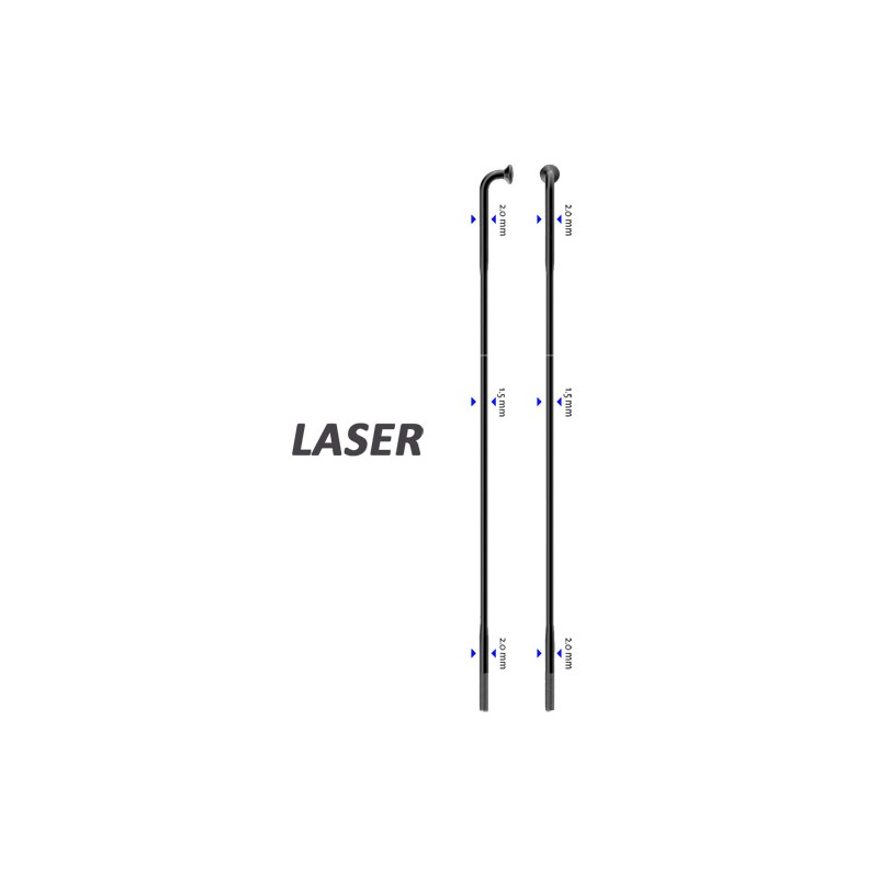 Sapim Speiche Laser 90° schwarz 254mm Ø 2,0 x 1,50 x 2,0, 50 Stück