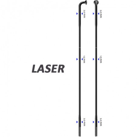 Sapim Speiche Laser 90° schwarz 254mm Ø 2,0 x 1,50 x 2,0, 50 Stück