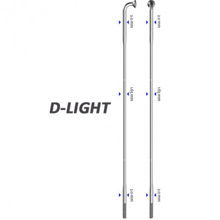 Sapim Speiche D-Light 90° silber 258mm Ø 2,0 x 1,65 x 2,0, 100 Stück