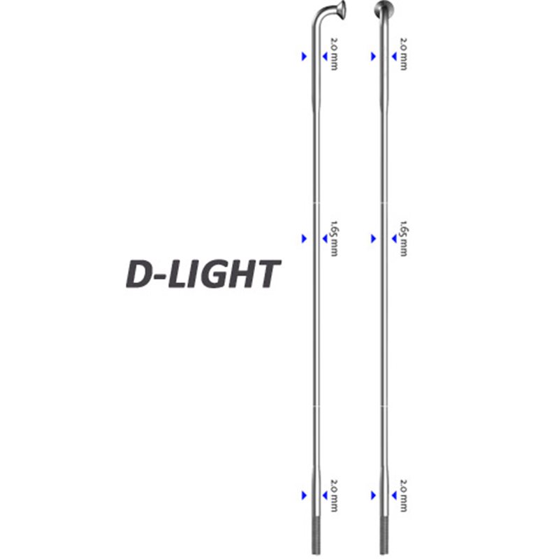 Sapim Speiche D-Light 90° silber 262mm Ø 2,0 x 1,65 x 2,0, 100 Stück