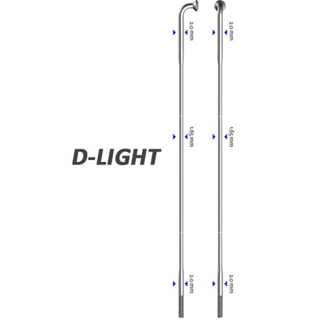 Sapim Speiche D-Light 90° silber 286mm Ø 2,0 x 1,65 x 2,0, 100 Stück