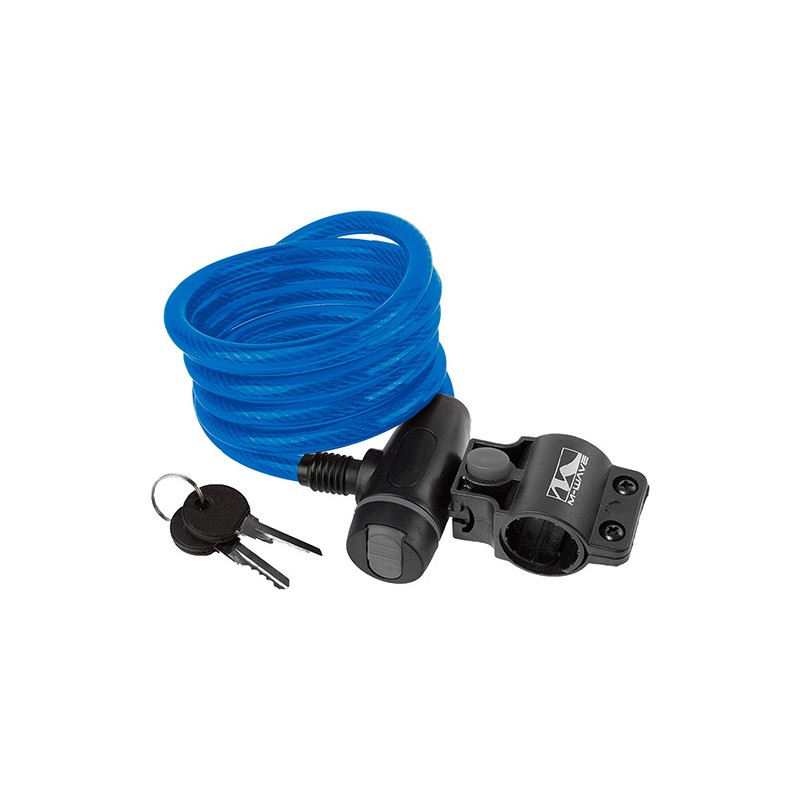 M-Wave SpiralMasterLock KABELSCHLOß CLIP-ON-Halter L 180cm Ø 10mm blau