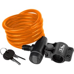 M-Wave SpiralMasterLock KABELSCHLOß CLIP-ON-Halter L 180cm Ø 10mm orange