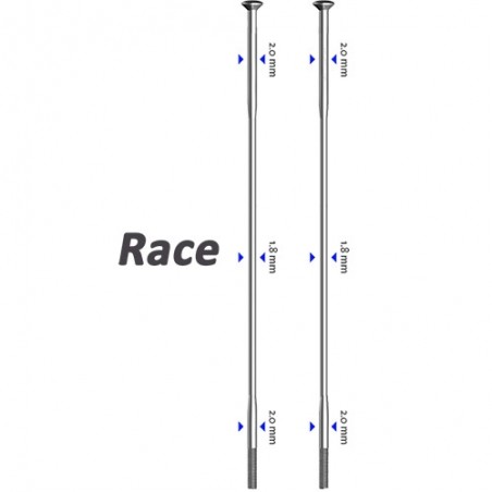 Sapim Speiche Race 0° silber 274mm Ø 2,0 x 1,80 x 2,0, 100 Stück