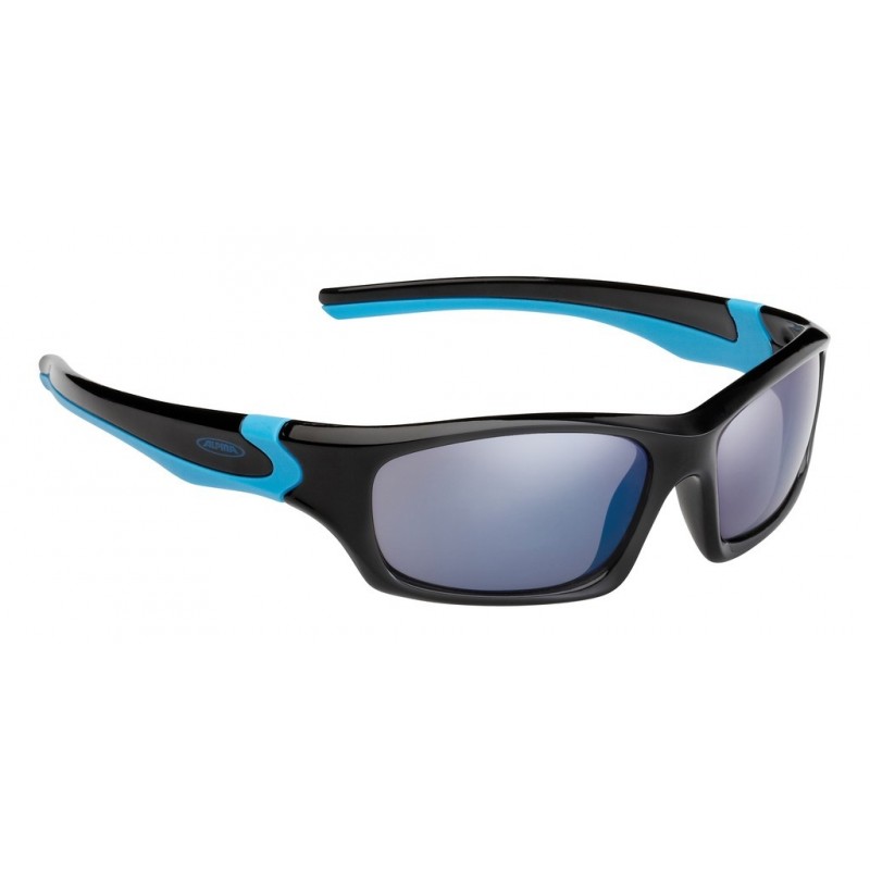 Alpina Sonnenbrille „Flexxy Teen“, schwarz/cyan, Glas blau