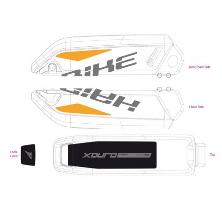 Dekor E-Bike Xduro f.Batteriegehäuse 2015,dunkelgrau+orange