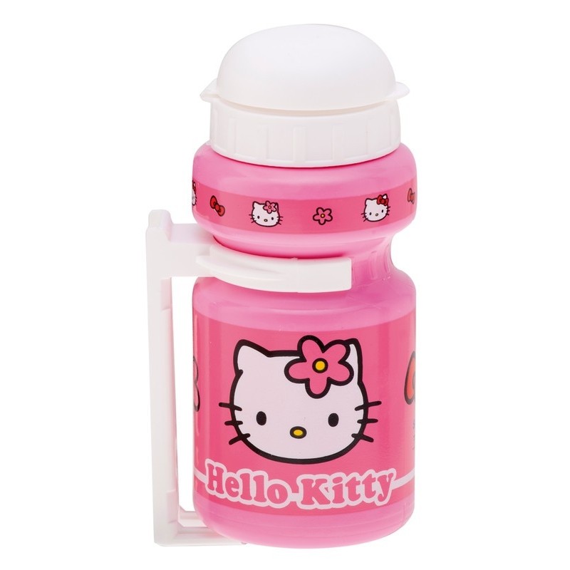 Trinkflasche Hello Kitty 300ml mit Halter pink Kappe weiß 
