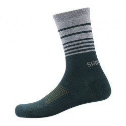 Shimano Original Wool Tall Socks Socken dark green stripes Größe M-L (41-44)